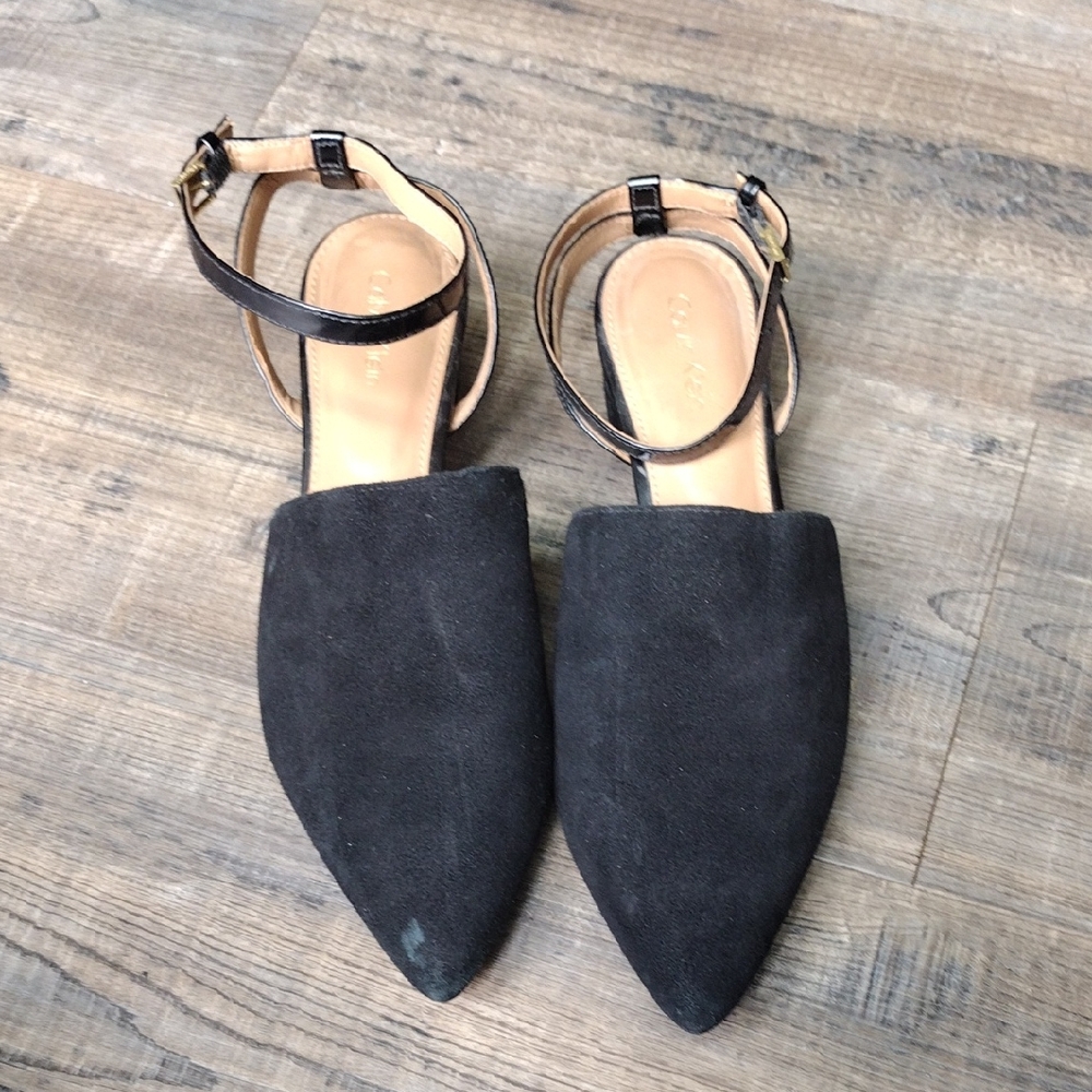 Calvin Klein Black Flats with Ankle Straps